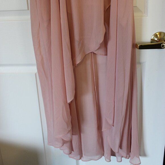 Premier Amour Blush A-Line Bridesmaid Dress | Size 10 Short Sleeve V-Neck - Picture 3 of 4
